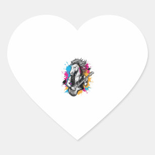 Horse Guitar Player Vintage Engraving T-Shirt Desi Heart Sticker