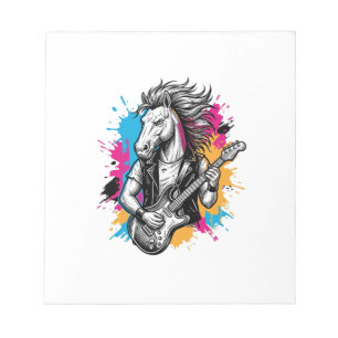 Horse Guitar Player Vintage Engraving T-Shirt Desi Notepad
