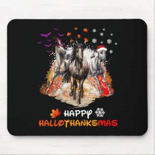 Horse Halloween And Merry Christmas Happy Hallotha Mouse Pad