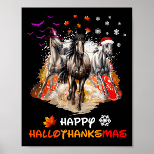 Horse Halloween And Merry Christmas Happy Hallotha Poster