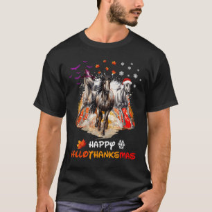 Horse Halloween And Merry Christmas Happy Hallotha T-Shirt