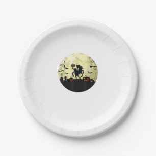 horse halloween headless horseman Pumpkin and moon Paper Plate
