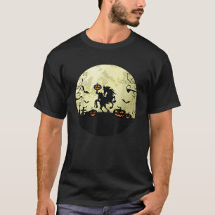 horse halloween headless horseman Pumpkin and moon T-Shirt