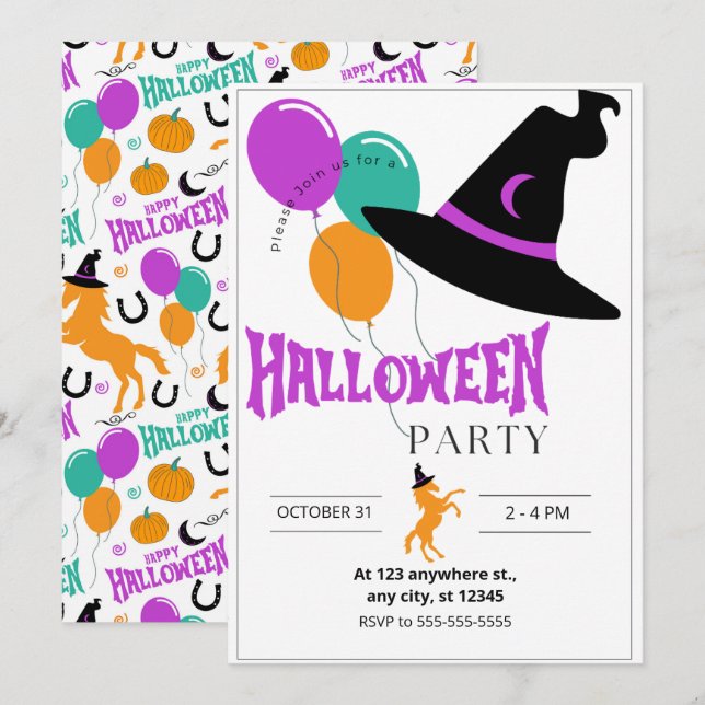 Horse Halloween Party Invitation (Front/Back)