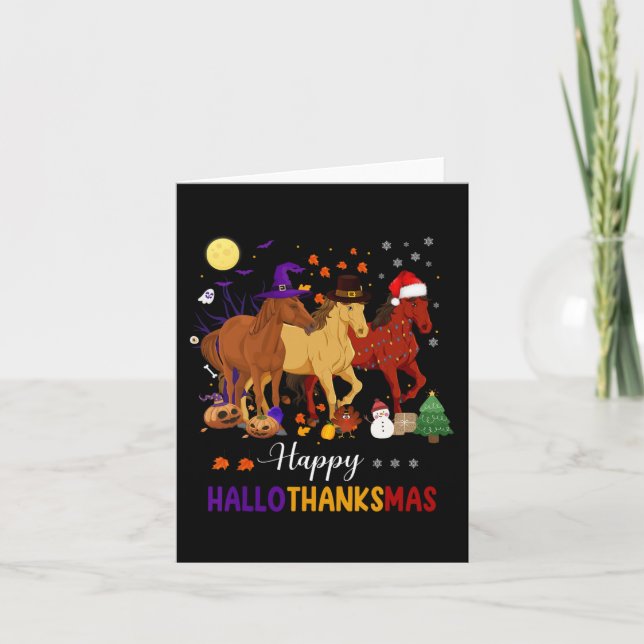 Horse Halloween Thanksgiving Christmas Happy Hallo Card (Front)