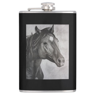 Horse Hand Drawn Art Hip Flask