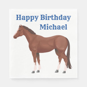 Horse Happy Birthday Equestrian Cute Pony Party Napkin
