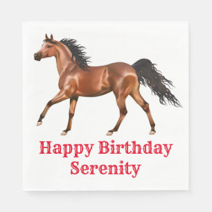 Horse Happy Birthday Equestrian Cute Pony Party Napkin