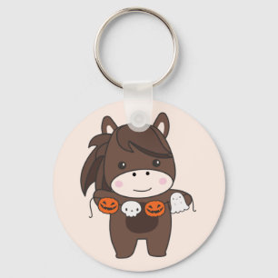 Horse Happy Halloween Pumpkin Bat Costume Keychain