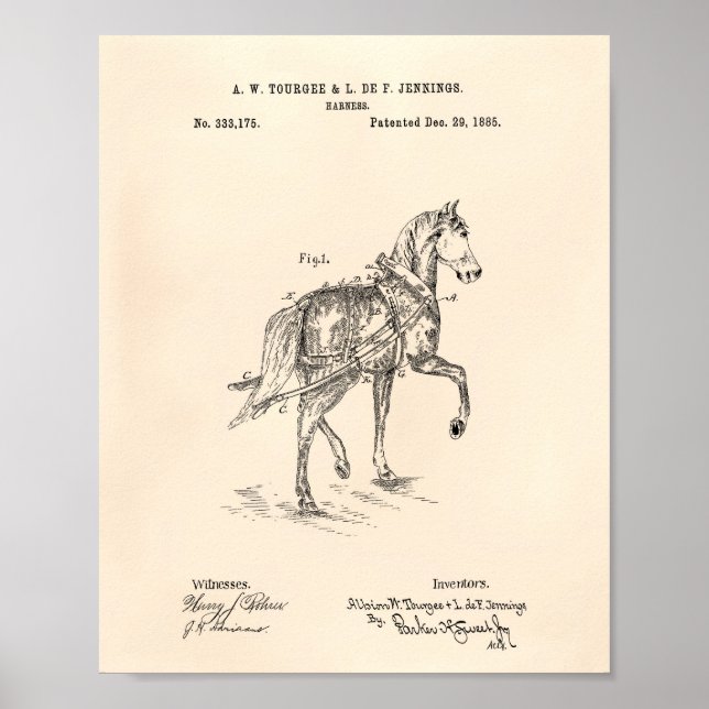 Horse Harness 1885 Patent Art Old Peper Poster (Front)