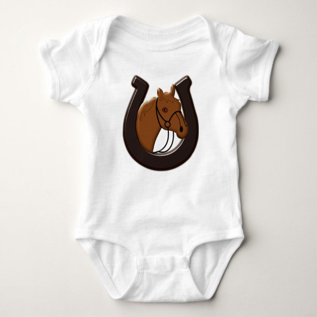 Horse Head and Horse Shoe Baby Bodysuit (Front)