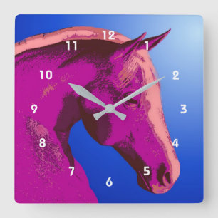 Horse Head Animal Art Square Wall Clock