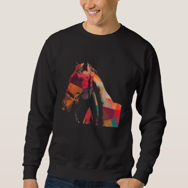 Horse Head Artistic Equestrian Horse Rider Riding  Sweatshirt (Front)