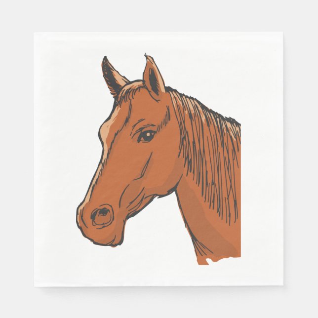 Horse Head Brown Farm Animal Napkin (Front)
