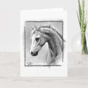 Horse head charcoal art Greeting card