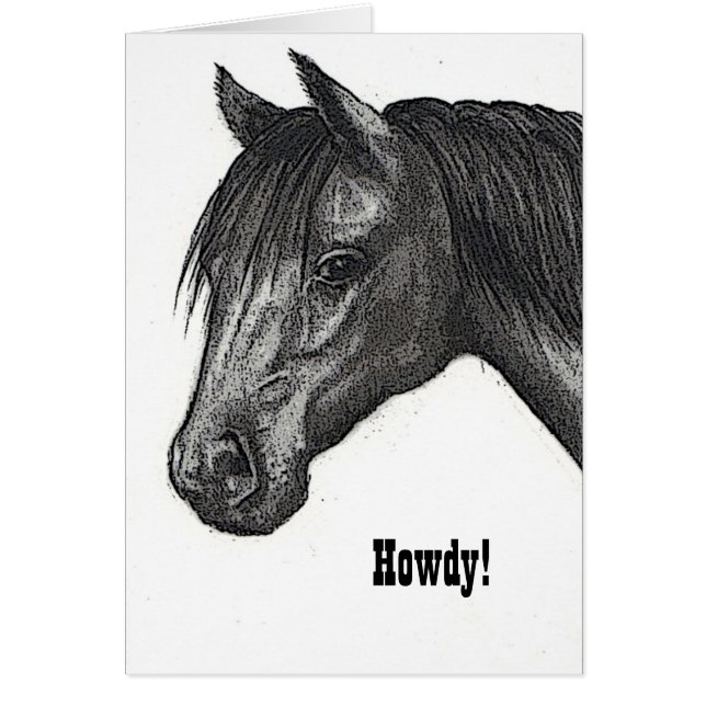 Horse Head: Drawing: Howdy: Checking In (Front)