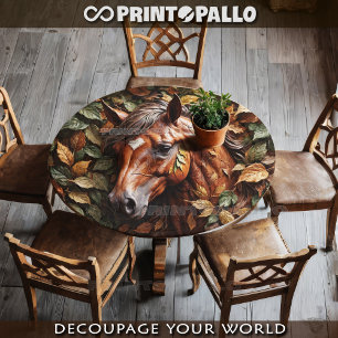 Horse head in autumn leaves tissue paper