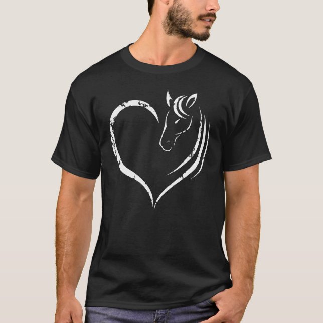 Horse Head Inside Heart Women  For Horse Owner T-Shirt (Front)
