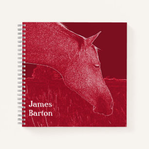 Horse Head Modern Red Personal Artistic Notebook