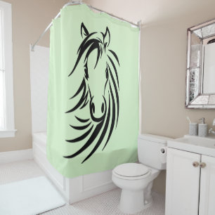 Horse Head on Green Shower Curtain