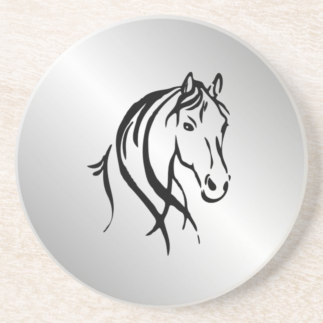 Horse Head on Silver Coaster (Front)