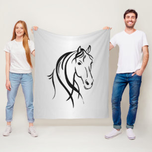 Horse Head on Silver Fleece Blanket