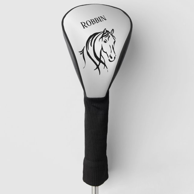 Horse Head on Silver Personal Golf Head Cover (Front)