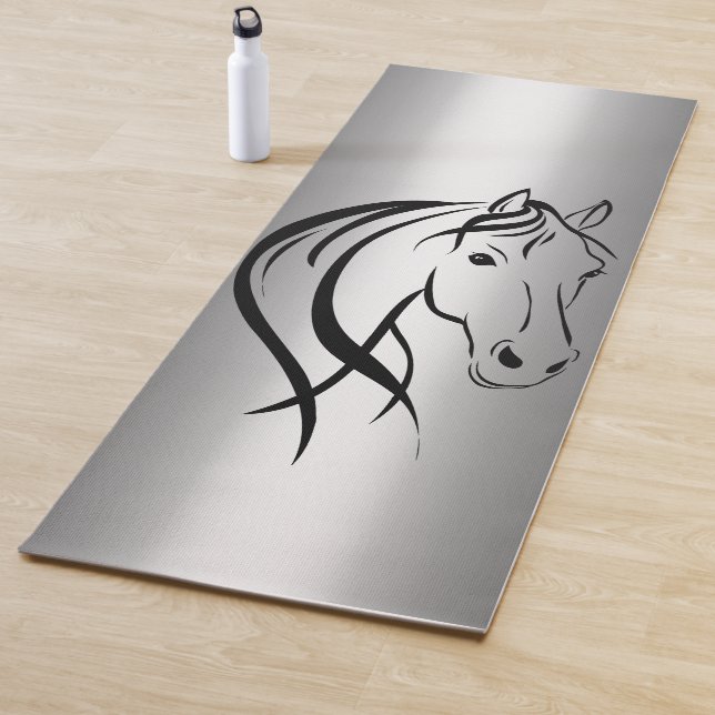 Horse Head on Silver Yoga Mat (In Situ)