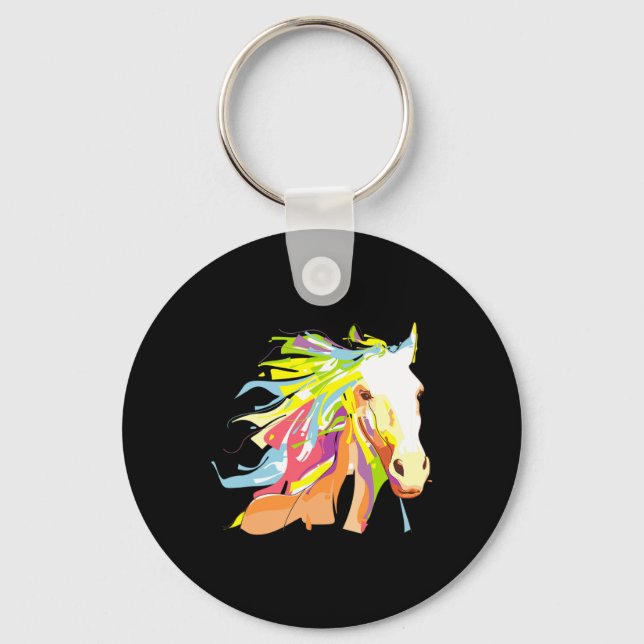Horse Head Rainbow Art  Key Ring (Front)