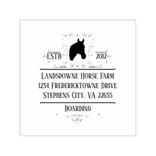Horse Head Silhouette Scrolls Return Address Self-inking Stamp