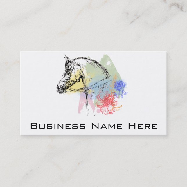 Horse Head Watercolors Business Card (Front)