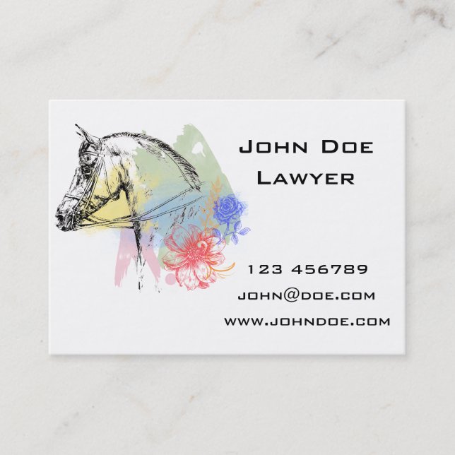 Horse Head Watercolors Business Card (Front)