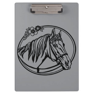 Horse head with flowers clipboard