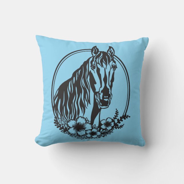 Horse head with flowers  cushion (Front)