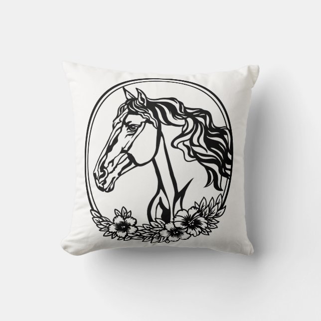 Horse head with flowers  cushion (Front)