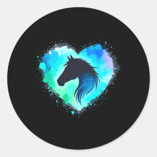 Horse Heart Horse Girl Horse Riding Horseback Classic Round Sticker
