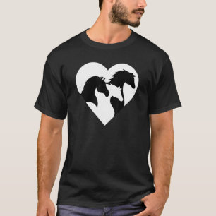 Horse Heart Silhouette For Cowgirl Equestrian Grap T-Shirt