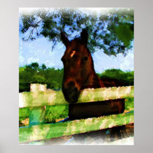 Horse Hello Watercolor Poster