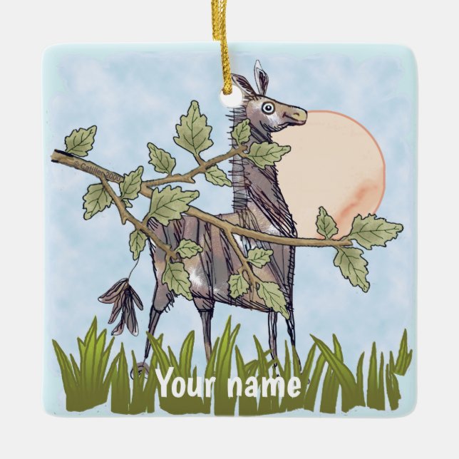 Horse Hiding  Ceramic Ornament (Front)