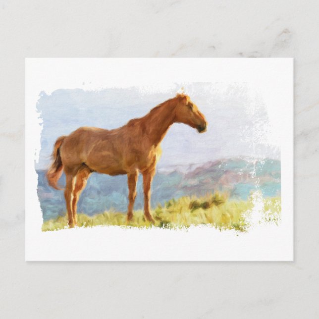 *~* Horse - Hill Mountains AR22 Equine Watercolor Postcard (Front)