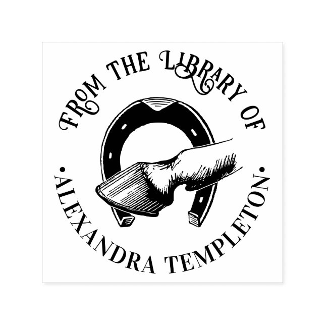 Horse Hoof Horseshoe Library Book Name Self-inking Stamp (Design)