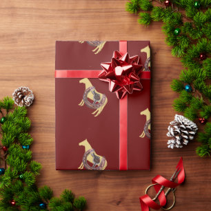 horse, horse shoe saddle wrapping paper