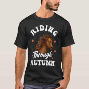 Horse Horseback Farmer Riding Through Autumn T-Shirt