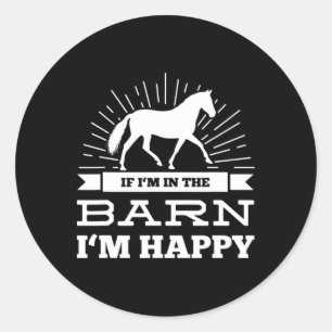 Horse Horses Horseback Riding In The Barn Classic Round Sticker