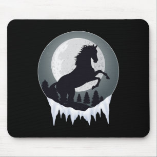 Horse Horses Horseback Riding Snow Night  Mouse Pad