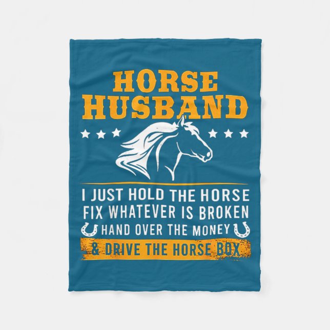 Horse Husband Drive Horse Box Artwork Fleece Blanket (Front)