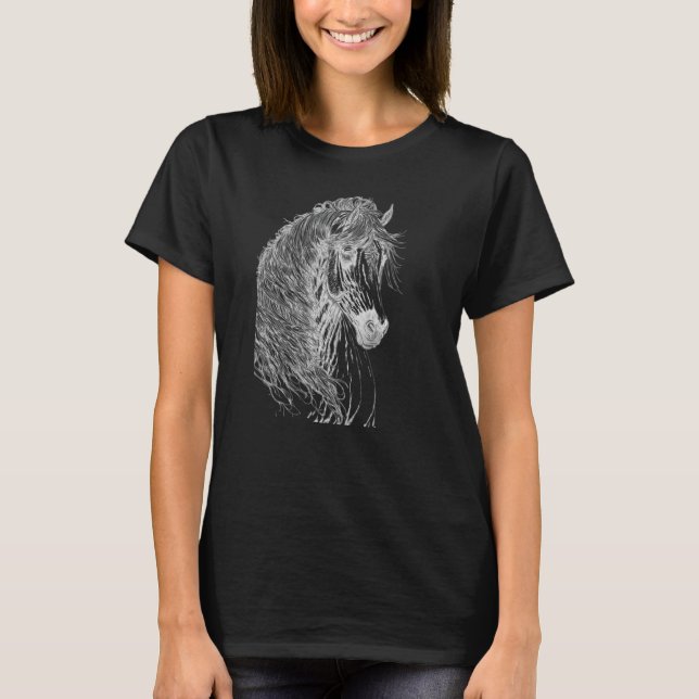 Horse illustration Gift for Horseback Riding Horse T-Shirt (Front)