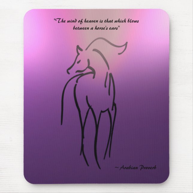 Horse Illustration Mousepad - Arabian Quote (Front)