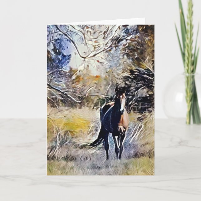 Horse Impressionist Art 5 Art Note Card (Front)