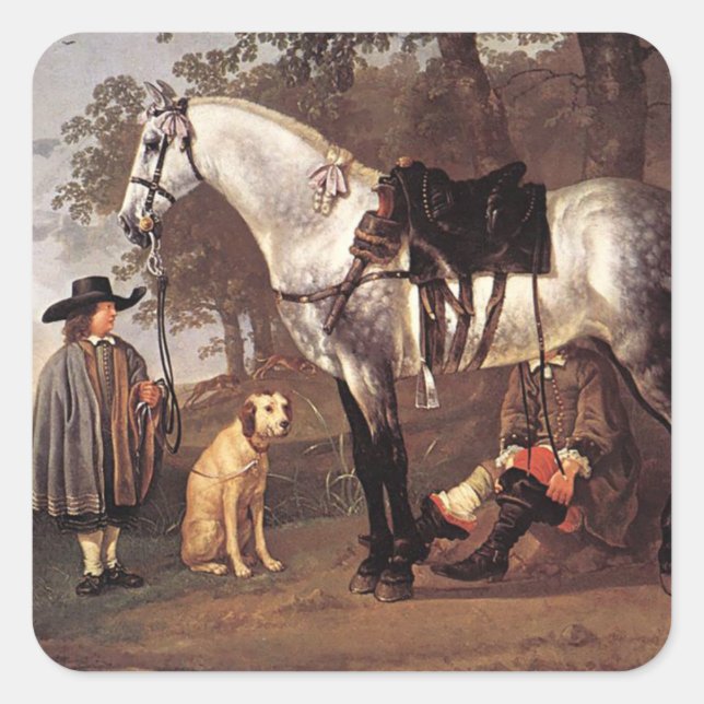 Horse in a Landscape Aelbert Cuyp      Square Sticker (Front)